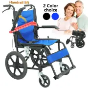 16" Foldable Wheelchair Park Brakes Lightweight Armrest Free Flip for Elderly AU