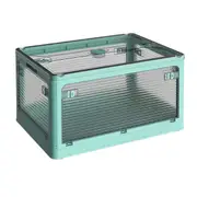 54L Storage Containers Plastic 5 Side Open Organizer Box Transparent Stacked Blue