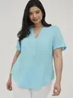 TORRID 17195515 Harper Pullover Blouse - Challis Top Light Blue 0 (12) L *
