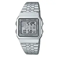 在飛比找PChome24h購物優惠-CASIO 絕對經典超薄世界地圖概念數位錶-銀框A-500W