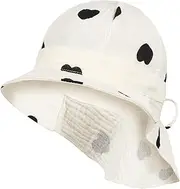 [Smarilla] Peaked Cap Baby Hat Girls with Neck Protection Summer Muslin, Black/Yellow, 46-48