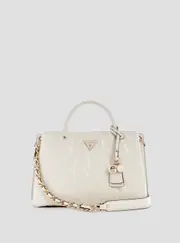 GUESS White Logo Aldina Girlfriend Satchel Bag