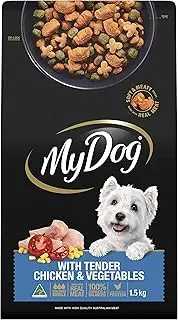 MY DOG Adult Dry Dog Food Tender Chicken & Vegetables 1.5kg Bag, 4 Pack