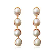 Culturesse Esmerelda Pearls 24K Pure Gold Plating Earrings For Pierced Ears Gold