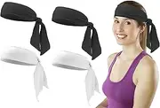 [Mijradge] Head Tie Tennis Headbands Tie Back Sweat Wicking Ninja Karate Running Headband Headwrap for Men Women