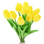 15pcs Tulips Artificial Flowers, Fake Tulip Stems Real Touch (Yellow)