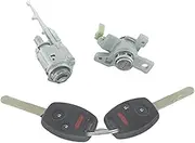 Szwaldaper AL278 06351-TE0-A11 72185-SHJ-A01 Ignition Switch Front Left Driver Door Lock Cylinder, for Odyssey, 2005-2010 Car Ignition Switch Lock(Black 2pcs 2-Panic Keys)