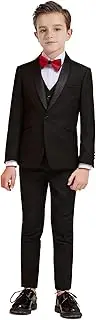 Plavict Boy's Tuxedo Suit 5 Pieces, Boy's Formal Suit
