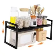Expandable kitchen Countertop Organizer, Stackable Cabinet Shelf Black, 1 Pack