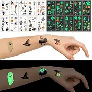 Luminous Halloween Temporary Tattoos - 10 Sheets Halloween Glow In The Dark Tattoos Bulk Halloween Prizes Treat or Trick Party Favor Goody Bag Stuffers