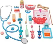 20 pcs/Set Kids Pretend Doctor Game Toy Wooden Cosplay Simulation Dentist Accessories Tools Children Play Doctors Toys TY0330|Doctor Toys| |
