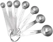 Measuring Spoon Set: Stainless Steel Measuring Spoons Set, Teaspoons for Baking Cooking Dry and Liquid Measurements, 7 PCS