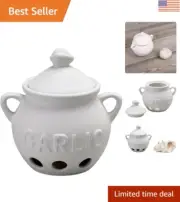 Ceramic White Garlic Keeper Pack of 2 | Italian | Original since 1906 | Unglazed