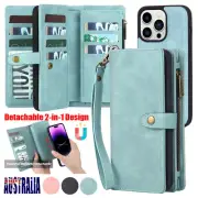 Zip Wallet Case Leather Magnetic Cover For iPhone 16 15 14 13 12 11 Pro Max X XR
