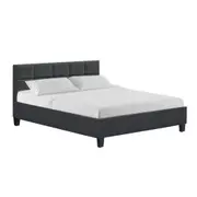 Bed Frame Queen Size Charcoal Fabric