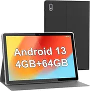 Smartpad A10 Tablet 10.1 Inch Android 13 Tablets with Case, 4+64GB ROM Quad-Core Processor 5000mAh Battery, 1280x800 IPS HD Touch Screen 5MP+8MP Camera, Bluetooth, WiFi, GPS Tablets