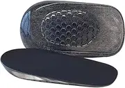 [Generic] Silicone Heel Cups - 1.5cm Gel Height Increase Insoles, Achilles Tendonitis Inserts for Women (Black, One size)