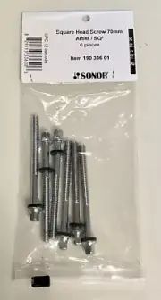 Sonor Square Tension Rods (qty 6) Chrome 12-24x70mm 7/32" 190 336 01