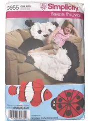 Simplicity 3955 Childs Fleece Throws Panda Bear Clownfish Lady Bug Uncut