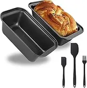 Bread Baking Mould Loaf Tin 2 Pieces Rectangular Non-Stick Carbon Steel Bread Baking Mould with 1 Kitchen Brush and 2 Silicone Spatulas for Toast Bread Baking Loaves Cake Pastry 18.5 x 9.5 x