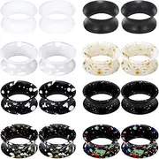 [Ovxznts] 8 Pairs Soft Silicone Ear Gauges Flexible Ear Skin Tunnels Plugs Stretchers Expander Gauges Hollow Double Flared Flesh Ear Piercing Jewelry for Women Men 6G-20mm