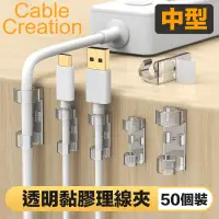 在飛比找PChome24h購物優惠-CableCreation (50入)中型 透明黏膠理線夾 