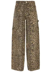 Damson Madder Dion Leopard-print Straight-leg Cargo Jeans - 14 (UK14 / L) 14 (UK14 / L)