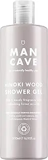 ManCave Hinoki Wood Shower Gel for Men 500ml Warm and Woody Aroma Natural Formulation Vegan Recycled Plastic Container