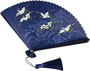 GRIRIW Elegant Vintage Folding Fan Bamboo Hand Fan Chinese Design for Dancing Photography Props