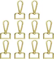 uxcell 10pcs Metal D Ring Lobster Claw Clasps 1.02" (26mm) Zinc Alloy 360 Degree Swivel Trigger Push Gate Snap Hooks for Keychains Jewelry Strap DIY Crafts, Gold