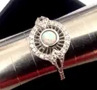 Sterling Silver Art Deco Fire Opal Round Promise Engagement Cocktail Ring P 8