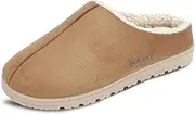 [isotoner] Men's Rory Slipper-Gel Memory Foam Clogs-Durable Microsuede with Sherpa Lining