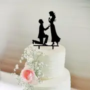 Acrylic Silhouette Proposal Couple Cake Topper