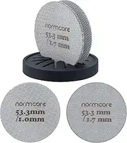 Normcore 2 Packs 53.3mm Puck Screen with Stand - Reusable Contact Shower Screen with Silicone Holder - 1.7mm / 1.0mm Thickness 150μm Mesh - Compatible with Espresso Machine 54mm Portafilter Basket