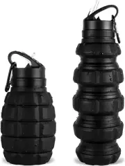 Collapsible Travel Water Bottle 19.6 oz, Reuseable Silicone Foldable Water Bo...