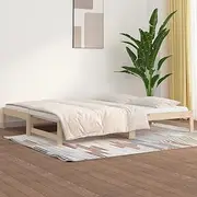 Solid Wood Pine Day Bed Frame, Bedroom Furniture, Foldable Bedframe with Slats for Guest Room, Floor Bed for Bedroom, Twin Size, No Mattress