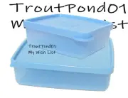 Tupperware Square Away Sandwich Keeper and Mini Sky Blue Vtg Style New Set 2