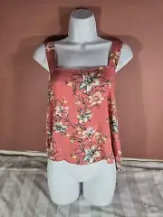 O'Neill Womens Elissa Crop Tank Top Peach Rose Floral Lagenlook Large NWT