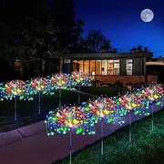1 Pack solar powered 8-function Christmas decorative fireworks lamp, floor mounted lawn light, holiday wedding, Christmas Halloween outdoor waterproof decorati