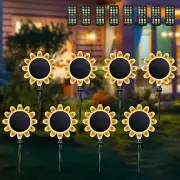 8Pcs Solar Sunflower Lights IP68 Stake Lights 16 Colors Remote Pathway Lights