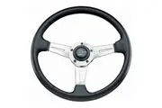 Grant 14" Elite GT Steering Wheel Polished Alloy 3 Spoke, Hand Stitched Leather Grip. 3-3/4" Dish