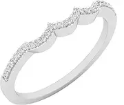 [Dazzlingrock Collection] 0.10 Carat (ctw) Round White Diamond Ladies Wedding Band Contour Guard Ring 1/10 CT, 18K Gold