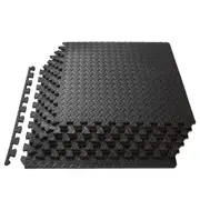 1/2" Thick Exercise Mat EVA Foam Interlocking Tiles (Black, 24 Square Feet)