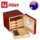 50CT Cigar Humidor Cabinet Cedar Wood Large Tobacco Cases Humidifier Hygrometer