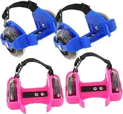 2 Pairs PVC Inline Skates for Boys and Girls Training Skate Shoes Adjustable Light-up Wheels Protective and Comfortable Skate Shoe for Outdoor Sports