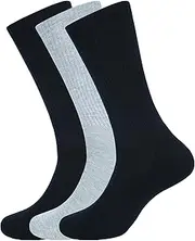 [ASSOTS] LONDON Women's Crew Socks Full Length Cotton Blend Solid Color | Lightweight Crew Casual Wear Business Sock, Pack of 3 Socks, Color - 2 Black, 1 Grey, Size - 6 to 9, 2 Black, 1 Grey