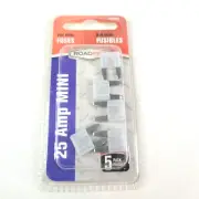 25 Amp Mini Fuse 25A Bladed Square Auto Tractor RV Road Pro 5-Pc FAST SHIP
