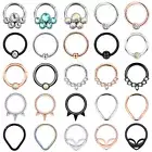 16G Septum Clicker Hinged Segment Nose Rings CZ Ear Cartilage Hoop Earrings 8MM