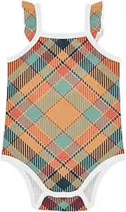 [FRODOTGV] Tartan Scotland Plaid Girl Cotton Bodysuit Cute Soft Summer Outfit For Babies Toddlers 3M, Scottish plaid plaid 12M, Tartan Plaid, 12M