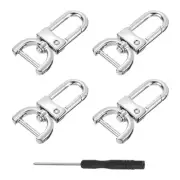 4Pcs Swivel Clasps, 0.63" D Ring Detachable Snap Hook with Screwdriver, Silver